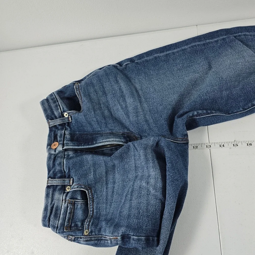 American‎ Eagle Curvy Mom Jeans Womens 0 Short Distressed Blue High Rise